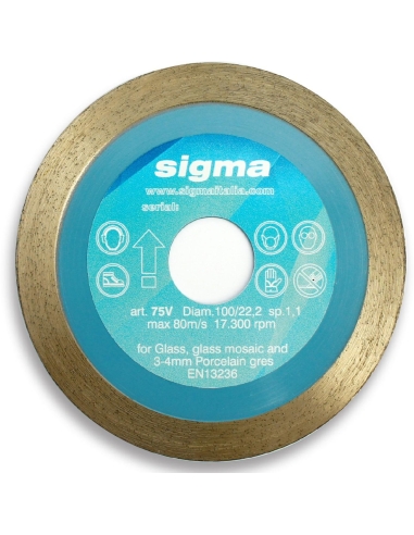 DISQUE DIAMANTÉE SIGMA 75V POUR COUPE À SEC Ø100mm TROU 22,2mm ÉPAISSEUR 1,1mm