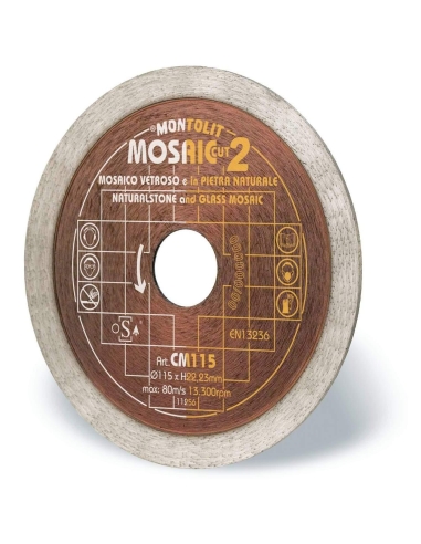 DISQUE DE DIAMANT 115 MM POUR MOSAIQUE ET GRŽêS EMAILLŽë MINCE ET DELICAT MONTOLIT CERMONT CM115
