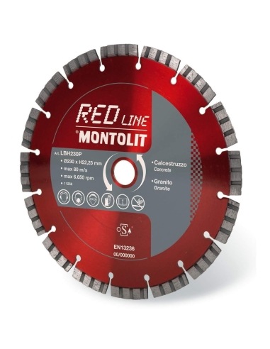 DISQUE DE DIAMANT 230 MM POUR BŽëTON GRANIT PORPHYRE PIERRE DURE MONTOLIT LASERMONT LBH230P
