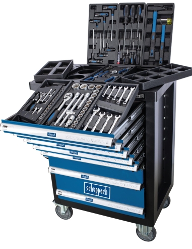 Chariot d'atelier avec 70 outils caisse roulettes roulant Scheppach tw1100