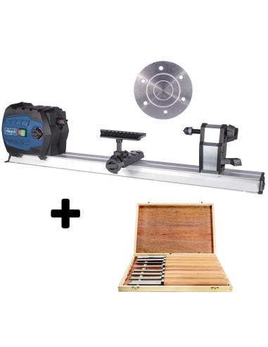 Tour a bois 600mm 550w Scheppach dm600vario + jeu de 8 / ciseaux de tournage