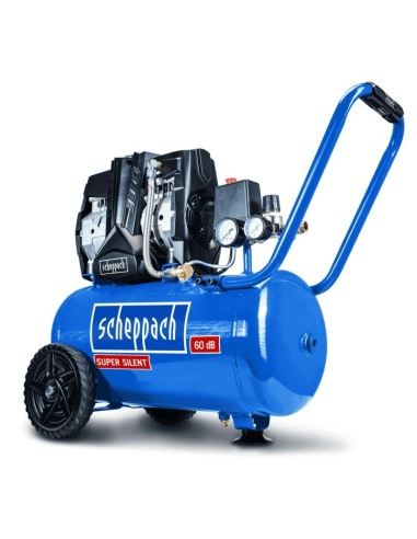 Compresseur d'air sans huile silencieux 60db 24 lt 1,5 hp 8 bar Scheppach hc25si