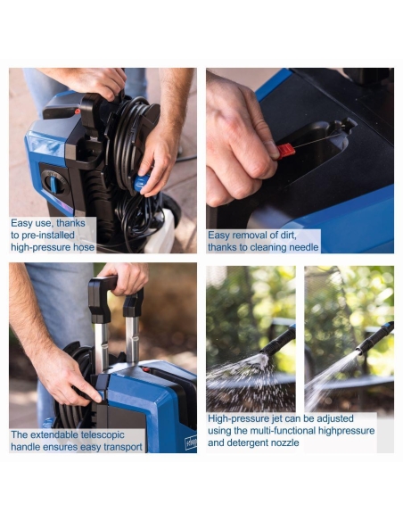 Nettoyeur haute pression a eau froide 180 bar 480 l/h 2400 w Scheppach hce3000