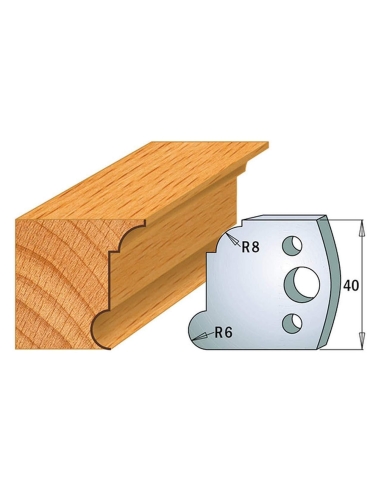 Jeu De 2 Couteaux Profilés Pour Toupie À Bois 40 Mm Profil 53