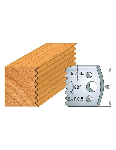 Jeu De 2 Couteaux Profilés Pour Toupie À Bois 40 Mm Profil 77