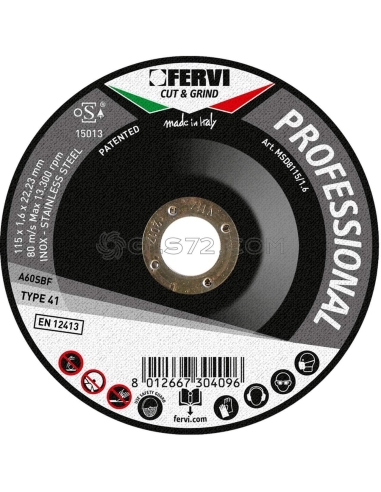 Disque de meulage professionnel pour metal 125x6,5x22 mm aq fervi msd8125/6.5
