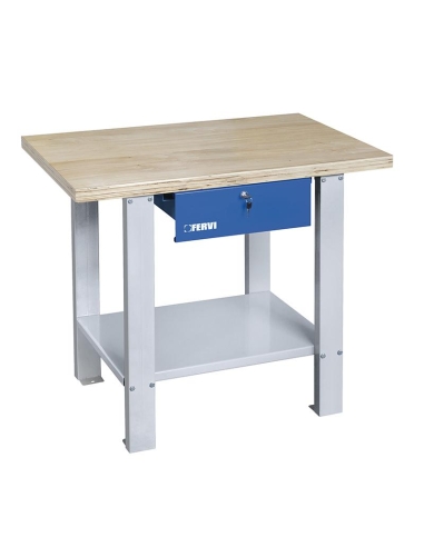 Etabli avec plateau en bois et tiroir 1000 mm