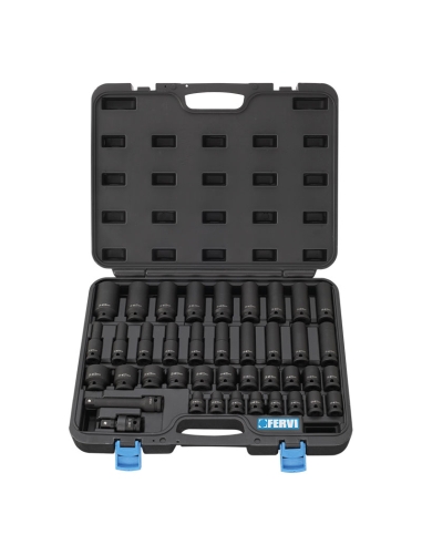 Jeu de 40 douilles a chocs 1/2 courtes et longues 9-30 mm