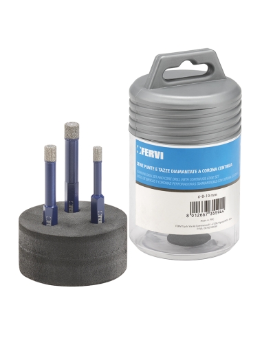Lot de 3 forets diamantes pour gres 6-8-10 mm