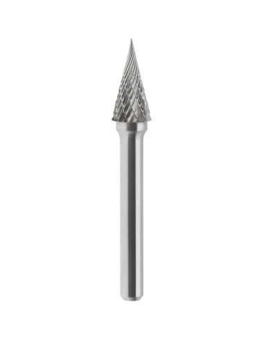 Lime rotative HM pointe conique cruciforme 16x25 mm tige 6