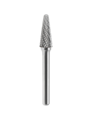Lime rotative HM pointe conique croix arrondie 12x25mm tige 6