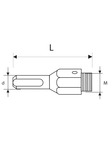 Arbre pour scies cloches 35 -50 mm hole saw shaft 35 -50 mm fervi f015/003