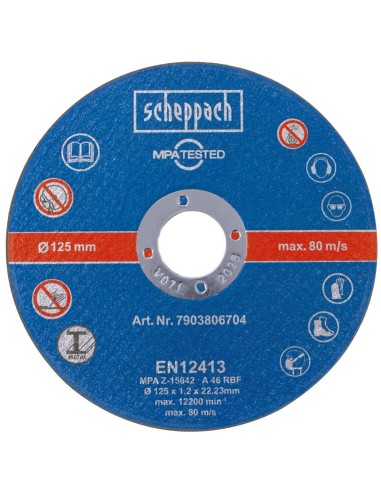 Set 12 dischi abrasivi da taglio per metallo 125mm Scheppach