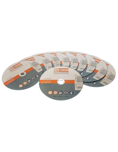 Jeu de 10 disques a tronconner abrasifs pour metaux 230x1,9 mm