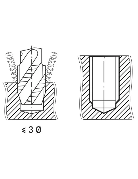 Maschi a macchina per fori ciechi 35 gradi m14 a forte torsione Fervi m003/14