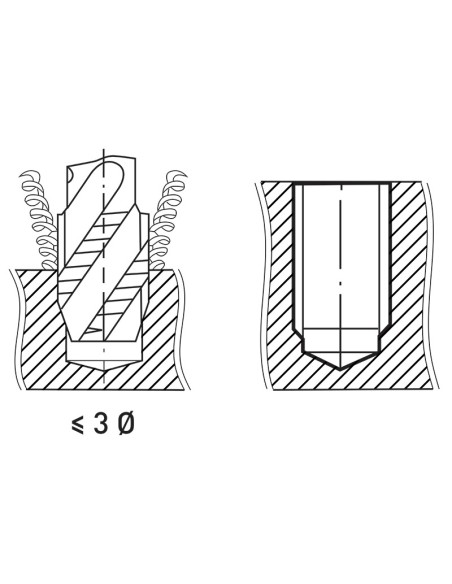 Maschi a macchina per fori ciechi 35 gradi m22 a forte torsione Fervi m003/22
