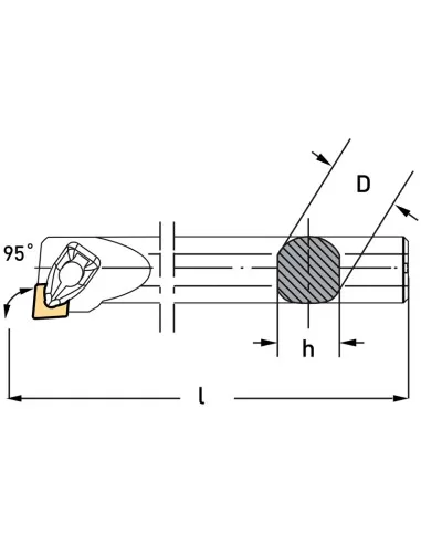 Utensile per interno 95 gradi sinistro 32 mm x tornio metallo Fervi mclnl32