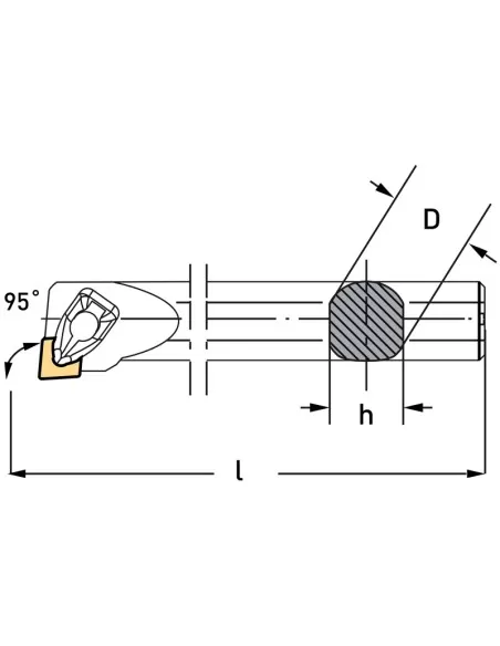 Utensile per interno 95 gradi sinistro 32 mm x tornio metallo Fervi mclnl32