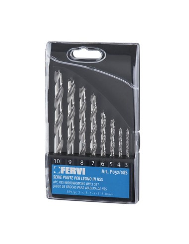 Jeu de 8 forets helicoidaux a bois 3 - 10 mm