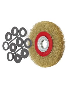 Brosse circulaire 250 mm avec fils d'acier ondules pour meuleuse d'etabli