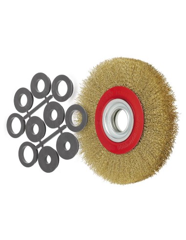 Brosse circulaire 250 mm avec fils d'acier ondules pour meuleuse d'etabli