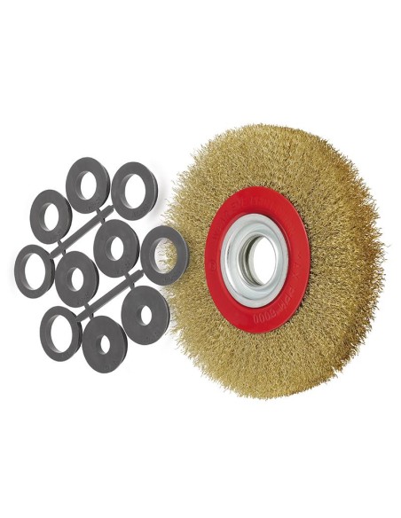 Brosse circulaire 250 mm avec fils d'acier ondules pour meuleuse d'etabli