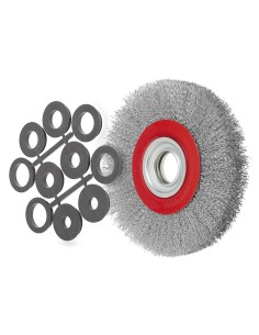 Brosse circulaire 250 mm avec fils inox ondules pour meuleuse d'etabli