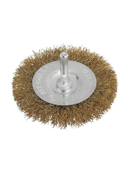 Brosse circulaire 70 mm avec fils d'acier et tige pour perceuse