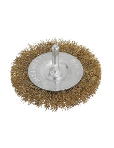 2 - Brosse circulaire 100 mm avec fils d'acier et tige pour perceuse Fervi SRG100/15