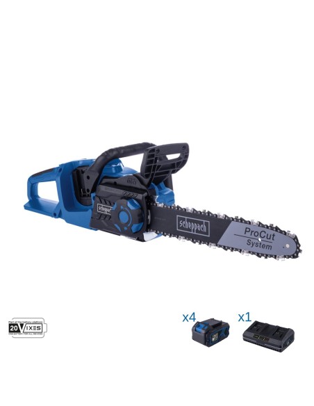 Motosega 2x20v 4 batteria 2.0Ah doppio caricatore ixes Scheppach bc-cs355duo-x