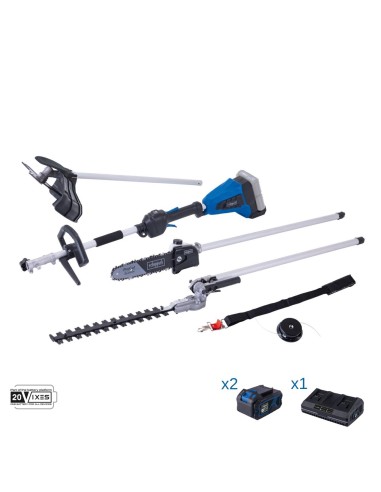 Decespugliatore 4in1 2 batterie 4 Ah doppiocaricatore ixes Scheppach bc-mfh400-x