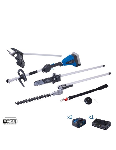 Decespugliatore 4in1 2 batterie 4 Ah doppiocaricatore ixes Scheppach bc-mfh400-x