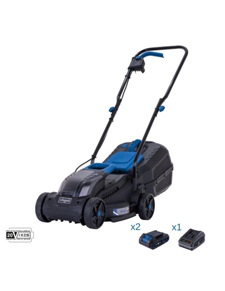 Rasaerba 20v 32cm 2 batterie 2.0Ah + caricabatteria ixes Scheppach bc-mp320-x