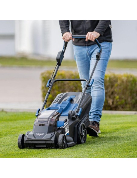 Rasaerba 38cm 2 batterie 2.0Ah + doppiocaricabatterie ixes Scheppach bc-mp380-x