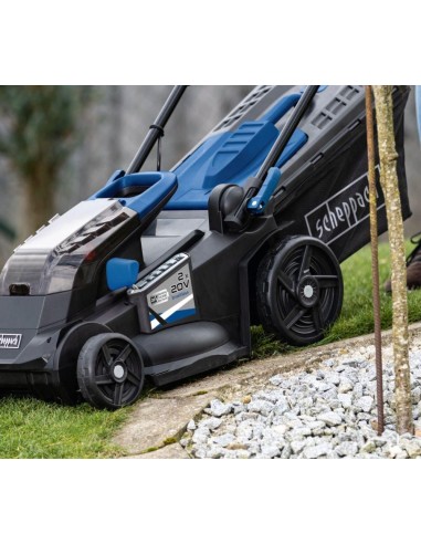 Rasaerba 38cm 2 batterie 4.0Ah + doppiocaricabatterie ixes Scheppach bc-mp380-x