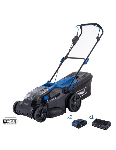 Rasaerba 43cm 2 batterie 2.0Ah + doppiocaricabatterie ixes Scheppach bc-mp430-x