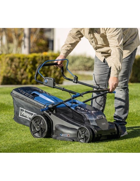 Rasaerba 43cm 2 batterie 2.0Ah + doppiocaricabatterie ixes Scheppach bc-mp430-x