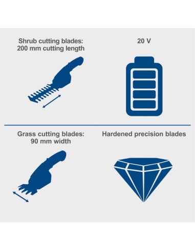 Taglia erba-siepi 20v 1 batteria 2.0Ah caricabatteria ixes Scheppach c-htgs200-x