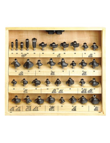 Set 35 frese per fresatrici verticali gambo 6 mm Fervi 0830