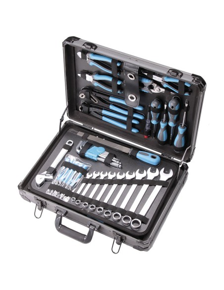 Valigia a trolley completa di utensili attrezzi chiavi inserti 162pz Fervi 0105T
