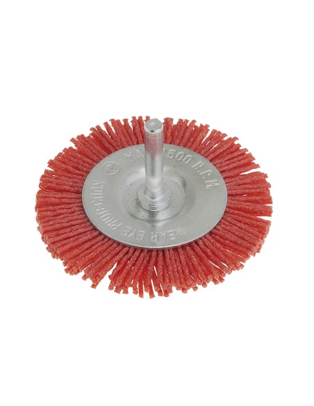 1 - Brosse circulaire nylon bleu avec tige de 75mm pour perceuse Fervi sng075/180b