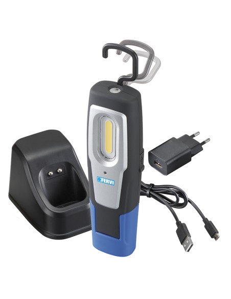 Lampada a led ricaricabile con base magnetica Fervi 0693a