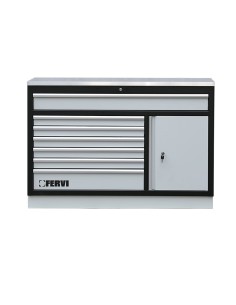 Cassettiera grande piano acciao inox 1360x458x948mm per officina Fervi a007/21