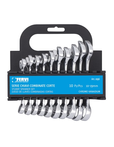 Serie chiavi combinate corte 10-19 mm Fervi 0196
