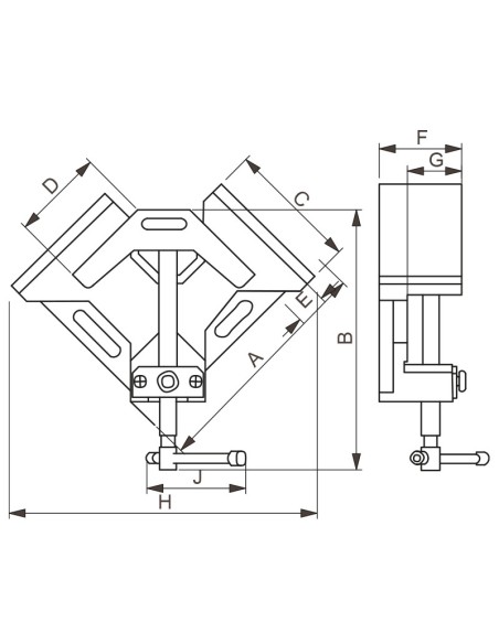 Morsa ad angolo per saldare profilati a 90 gradi angolare Fervi 0205