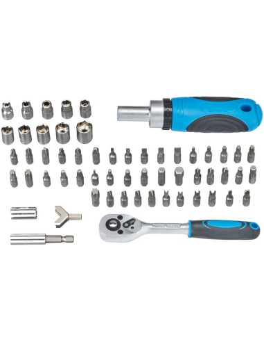 Serie bussole e inserti da 1/4 con giraviti e cricchetto 58 pz Fervi 0277