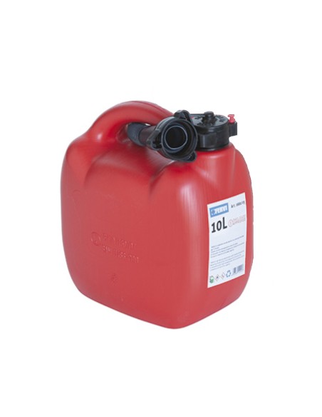 Tanica in plastica rossa 10 lt per benzina gasolio con beccuccio Fervi 0660/10