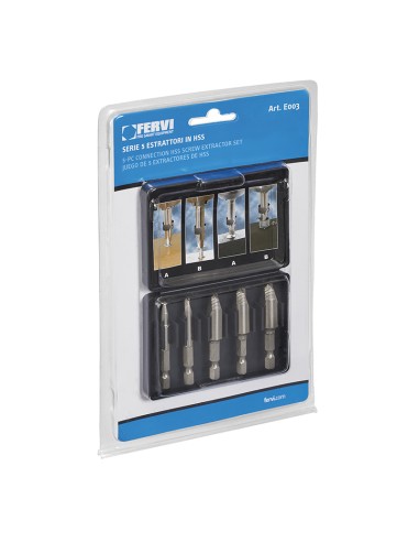 Set 5 pz estrattori viti in hss da 2 - 12 mm Fervi e003