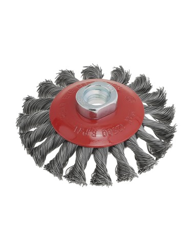 Spazzola conica a mazzetti acciaio inox ritorti 100 mm attacco m14 Fervi scr100i