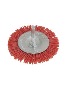 Spazzola circolare in nylon rosso con gambo 75 mm x trapano Fervi sng075/080r